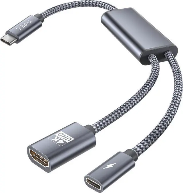 Main image of USB C to HDMI Adapter with 100W PD Charger Port 2-in-1 Type-C to 4K MHL HDMI Female Converter Thunderbolt 3 for iPhone 15 Pro Max Plus MacBook ipad Air 5 Mini 6 Galaxy Steam Deck