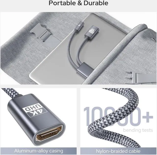 Alt view image 6 of 7 - USB C to HDMI Adapter with 100W PD Charger Port 2-in-1 Type-C to 4K MHL HDMI Female Converter Thunderbolt 3 for iPhone 15 Pro Max Plus MacBook ipad Air 5 Mini 6 Galaxy Steam Deck