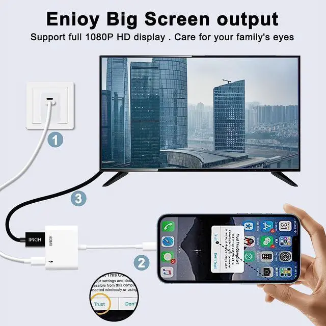 Alt view image 7 of 7 - [Apple MFi Certified] Lightning to HDMI Adapter for iPhone 1080P Lightning Digital AV Adapter Sync Screen Converter with Charging Port for iPhone 14/13/12/11/XS/XR/X/8/iPad to HDTV/Projector/Monitor