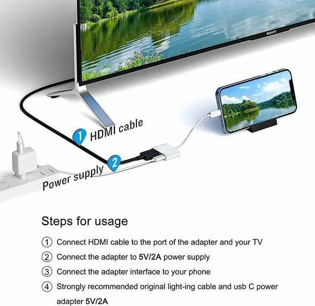 Alt view image 3 of 7 - [Apple MFi Certified] Lightning to HDMI Adapter for iPhone 1080P Lightning Digital AV Adapter Sync Screen Converter with Charging Port for iPhone 14/13/12/11/XS/XR/X/8/iPad to HDTV/Projector/Monitor