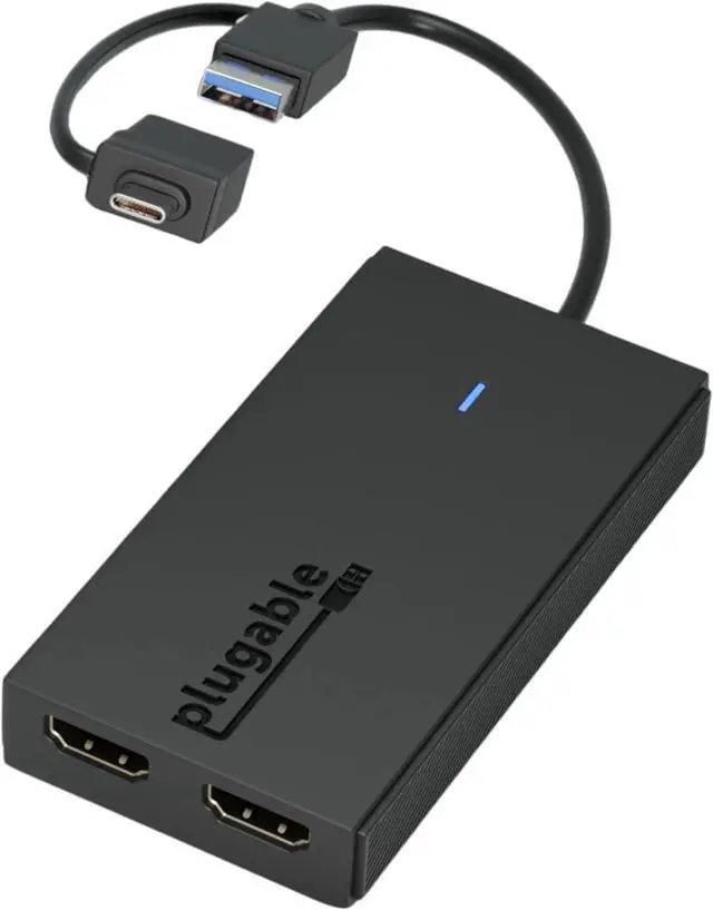 Main image of Dual Monitor Adapter for M1/M2/M3/M4 macOS Systems Windows ChromeOS. Broad Compatibility - Thunderbolt USB-C USB 3.0 to HDMI Adapter for Dual Monitors 1920x1080 @60Hz SMI Driver Required