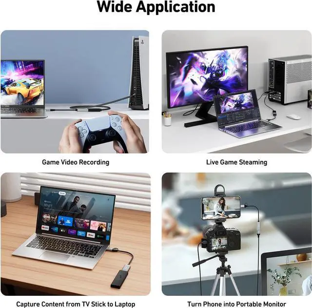 Alt view image 2 of 7 - Video/Audio Capture Card Supporting Full HD 1080P 60FPS for Streaming Recording Gaming Compatible with Switch PS4 PS5 Xbox Work with PC/Windows/Mac OS