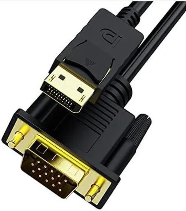 Alt view image 2 of 7 - Displayport to VGA Cable Dafensoy DisplayPort to VGA Adapter Gold Plated DP Male to VGA Male Cable for Connects DP Port from Desktop Laptop to Monitor Projector with VGA Port (1.8m/6Feet)
