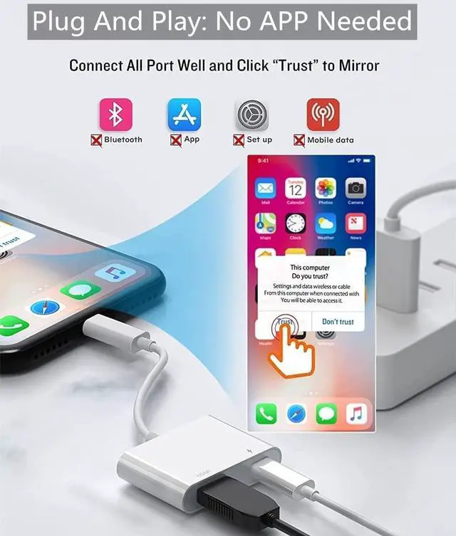 Alt view image 6 of 7 - [Apple MFi Certified] Lightning to HDMI Adapter for iPhone 1080P Lightning Digital AV Adapter Sync Screen Converter with Charging Port for iPhone 14/13/12/11/XS/XR/X/8/iPad to HDTV/Projector/Monitor