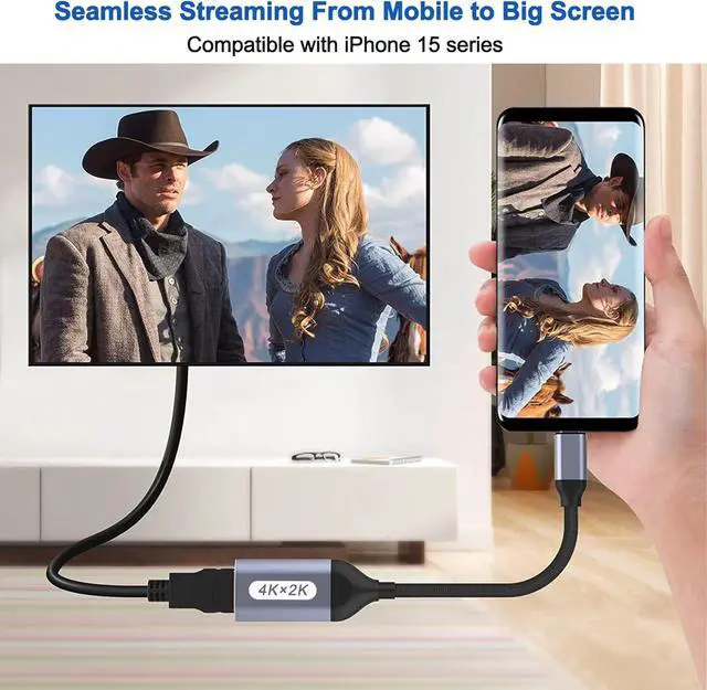 Alt view image 5 of 7 - USB C to HDMI Adapter 4K@60Hz USB-C to HDMI Cable Thunderbolt to HDMI USBC to HDMI Converter Type C to HDMI Adapter Compatible with iPhone 15 MacBook Galaxy  Chromebook etc. (2 Pack)