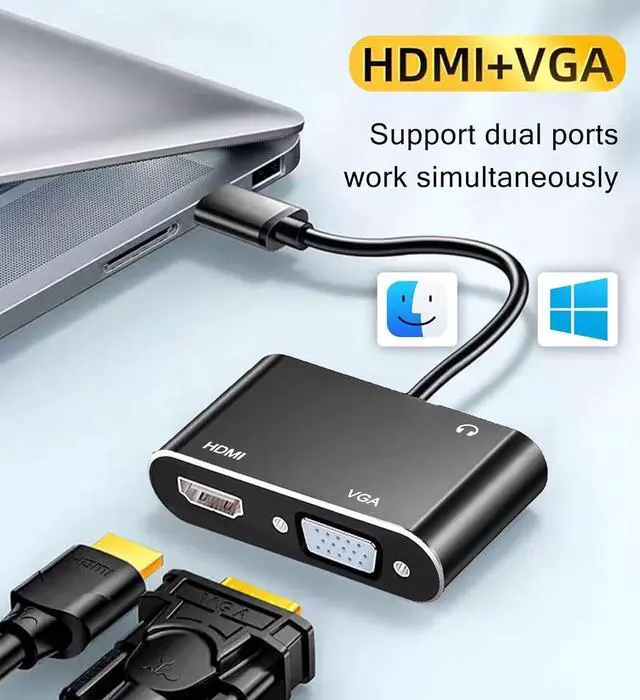 Alt view image 2 of 7 - USB 3.0 to HDMI VGA Adapter USB to HDMI USB to VGA Adapter for 2 Monitors 1920 * 1080P@60HZ Full HD Display Video Converter Comaptible with Windows 7/8/10/11 and Mac OS Systems