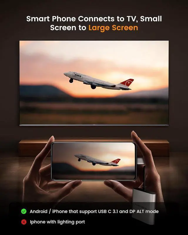 Alt view image 7 of 7 - USB C to Dual HDMI Adapter 4K@60HZ Type C to HDMI Splitter for Dual Monitors Extended Display Compatible for USB C 3.0/3.1 Thunderbolt 3 Support Dual 4K 30HzMST Mode Only for Windows