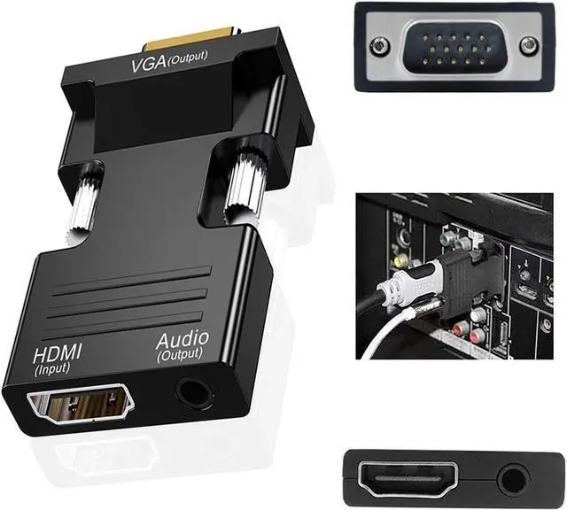 Alt view image 6 of 6 - HDMI to VGA Adapter Converter Audio Output Computer Set-top Box Connector Dongle for Laptop PC Monitor Projector HDTV Chromebook  Xbox -3.5mm Stereo Cable Included