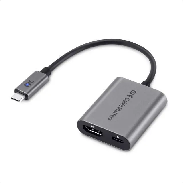Main image of 48Gbps USB C to HDMI 2.1 Adapter with 100W Charging 4K 240Hz /8K 60Hz HDR - Thunderbolt 4 Compatible with iPhone 16/15 Pro Max (Max Resolution on Any MacBook is 4K@60Hz)