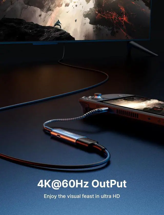 Alt view image 4 of 7 - 2-in-1 USB C to HDMI Adapter 4K@60Hz Type-C to HDMI 2.0 Adapter with PD 100W Fast Charging Compatible with iPhone 15 Pro Max Galaxy S23 Note 20 Steam Deck ROG Ally