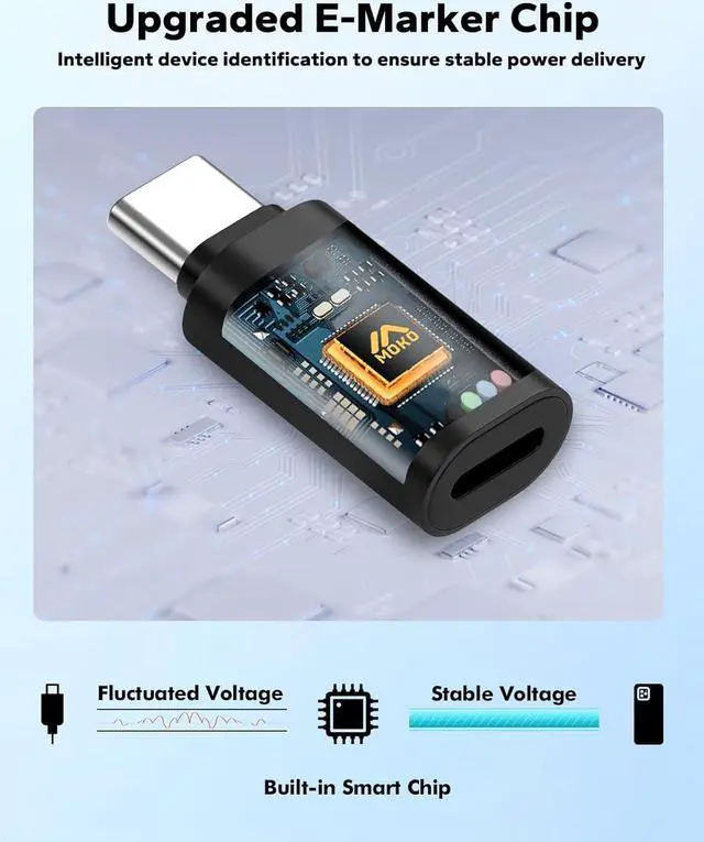 Alt view image 7 of 7 - Lightning Female to USB C Male Adapter 2Pack USB-C to Lightning Adapter for iPhone 15/16 Pro/16 Pro Max/Plus Galaxy S24 iPad Pro/Air for Fast Charging/Data Transfer Not for Audio/OTG Black PD