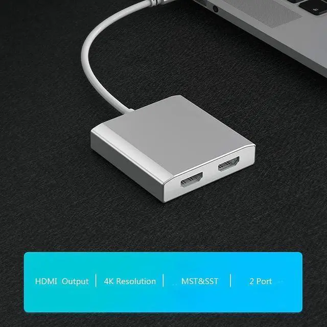 Alt view image 2 of 7 - 1x2 Mini Displayport to Dual HDMI Splitter Adapter MDP to 2 HDMI Hub Multi Stream Transport Support 4K Resolution Support MST?SST