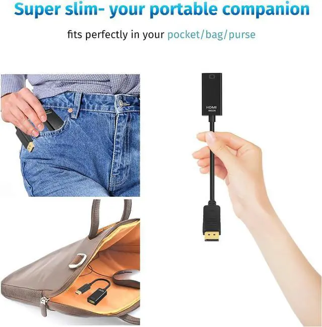 Alt view image 6 of 7 - DisplayPort to HDMI Adapter Uni-Directional DP to HDMI 4K Screen Gold-Plated DP Display Port to HDMI Adapter Compatible with   HP GPU AMD -Grey 2-Pack