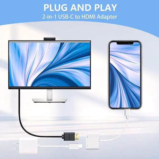 Alt view image 7 of 7 - USB C to HDMI for TV 4K@60Hz Type C to HDMI Adapter with Charging Port iPhone to Hdmi to USB C Adapter Compatible for iPhone 16/15 Series/iPad Pro/Galaxy/MacBook Pro to HDTV Projector