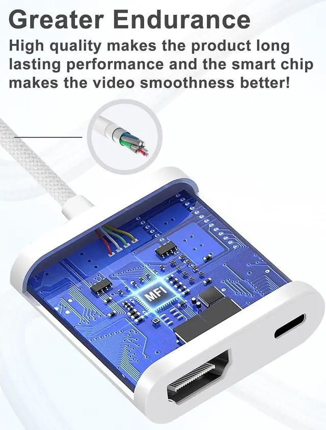 Alt view image 5 of 7 - USB C to HDMI Adapter for iPhone 16 15 to TV 4K Sync Screen Connector Cable Type C Digital AV Adapter for TV/Projector/Monitor No Power Needed