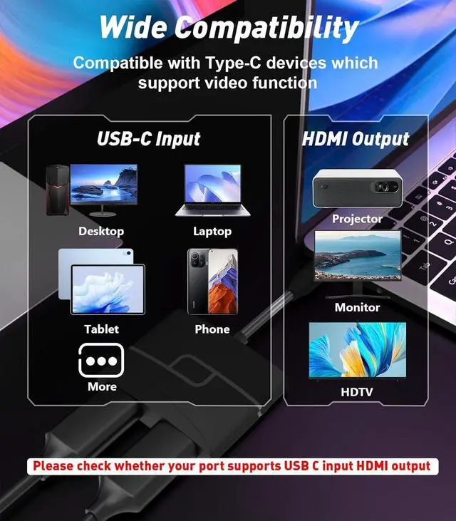 Alt view image 6 of 7 - USB C to Dual HDMI Adapter | 4K@60Hz| HDMI Splitter Extended Display for Windows 2 HDMI Dual Monitor Converter for MacBook Pro/Air HP   etc