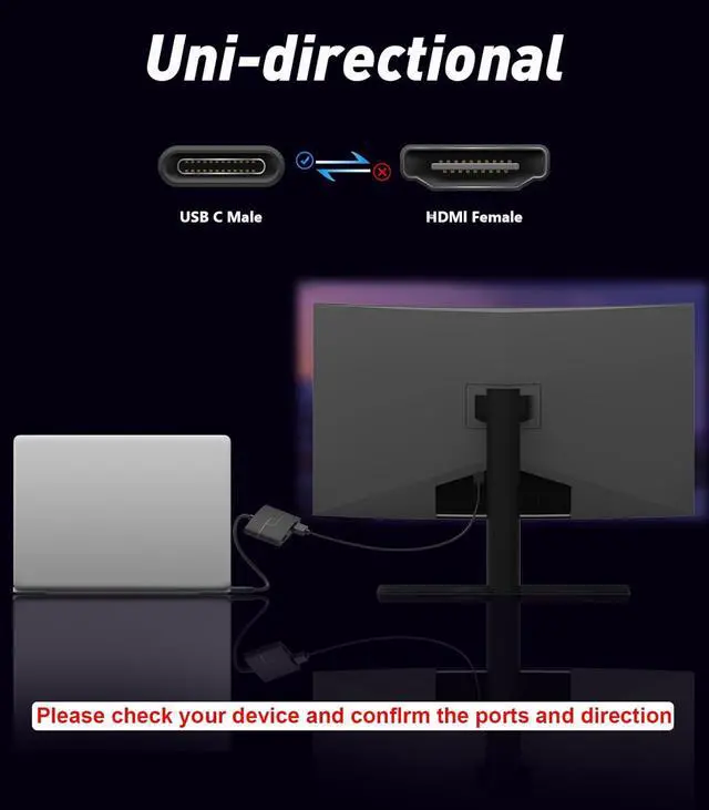 Alt view image 7 of 7 - USB C to Dual HDMI Adapter | 4K@60Hz| HDMI Splitter Extended Display for Windows 2 HDMI Dual Monitor Converter for MacBook Pro/Air HP   etc