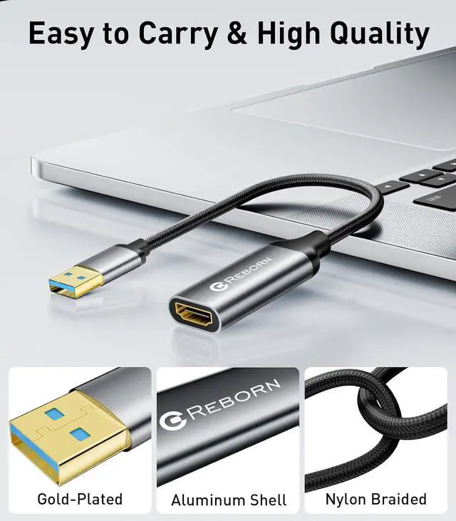 Alt view image 6 of 7 - USB to HDMI Adapter USB 3.0/2.0 to HDMI Multi-Display Cable 1080P@60Hz USB-A 3.0 Male to HDMI Female Converter Suitable for Windows XP/7/8/10/11