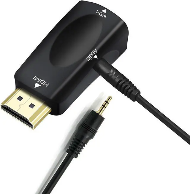 Main image of HDMI to VGA Adapter with 3.5mm Audio Jack for Computer Monitor Laptop Raspberry Pi PS3 Xbox DVD TV LCD Display 1080P Full HD Video (Male HDMI Input and Female VGA Output)
