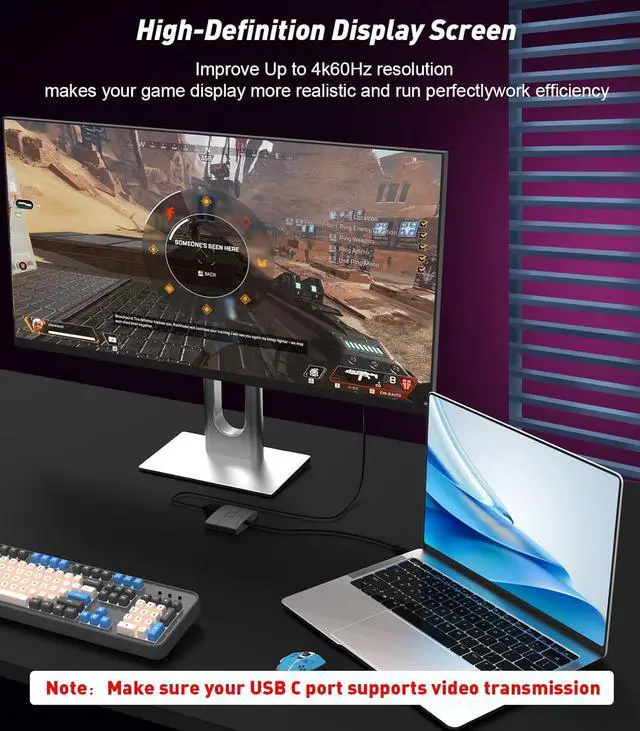 Alt view image 5 of 7 - USB C to Dual HDMI Adapter | 4K@60Hz| HDMI Splitter Extended Display for Windows 2 HDMI Dual Monitor Converter for MacBook Pro/Air HP   etc