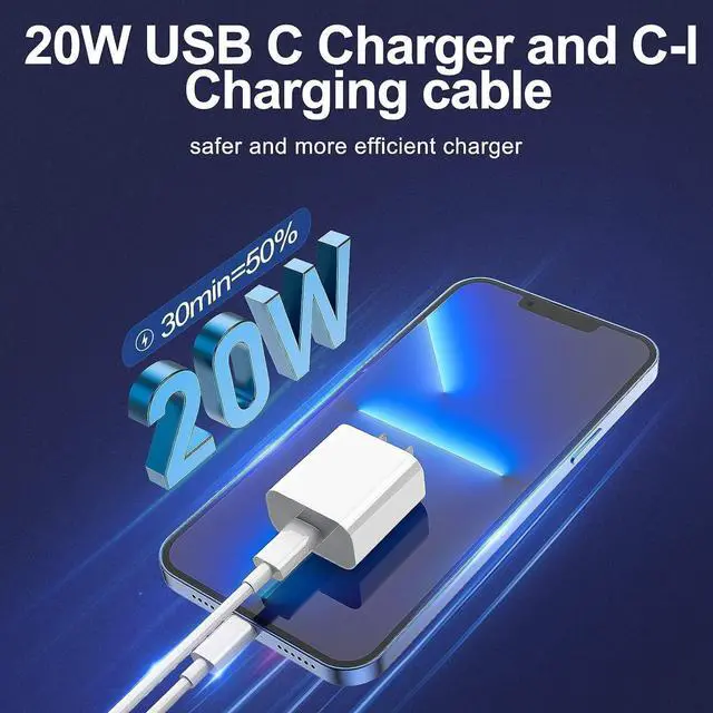 Alt view image 3 of 7 - iPhone Charger Fast Charging 2 Pack Type C Wall Charger Block with 2 Pack [6FT&10FT] Long USB C to Lightning Cable for iPhone 14/13/12/12 Pro Max/11/Xs Max/XR/X