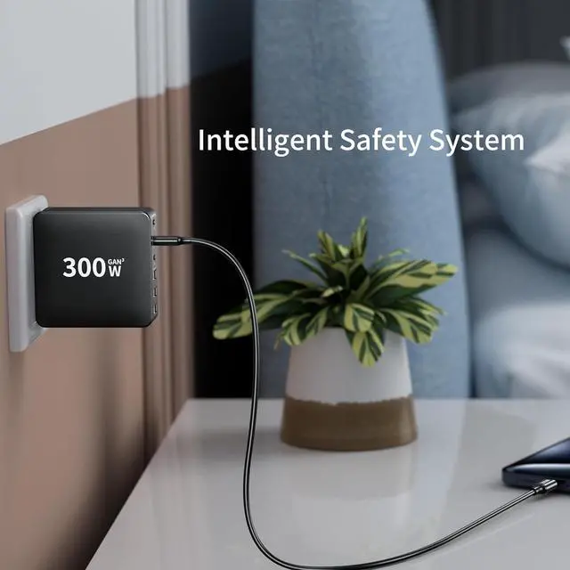 Alt view image 2 of 6 - USB C Charger 300W Foldable 6-Port Fast Charger Block Charging Station HUB Brick PD PPS 100W Laptop Charger Compatible with  HP MacBook Pro/All iPhone 1615/14/13/Pro Max/Galaxy Note