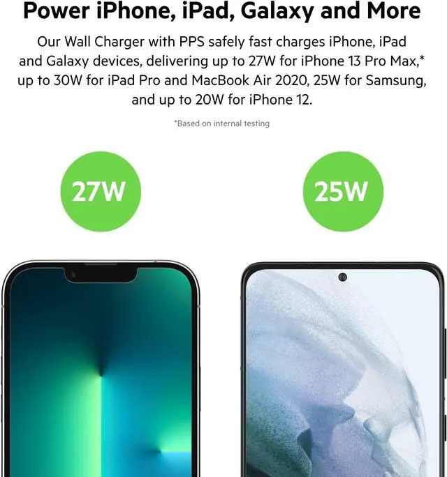 Alt view image 2 of 7 - USB C Charger Block 30W Fast Charging - iPhone 17 Air Pro Pro Max  Galaxy S25 iPad AirPods  Watch Nintendo Switch 2 & More - White