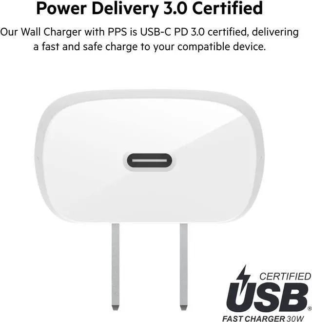 Alt view image 5 of 7 - USB C Charger Block 30W Fast Charging - iPhone 17 Air Pro Pro Max  Galaxy S25 iPad AirPods  Watch Nintendo Switch 2 & More - White