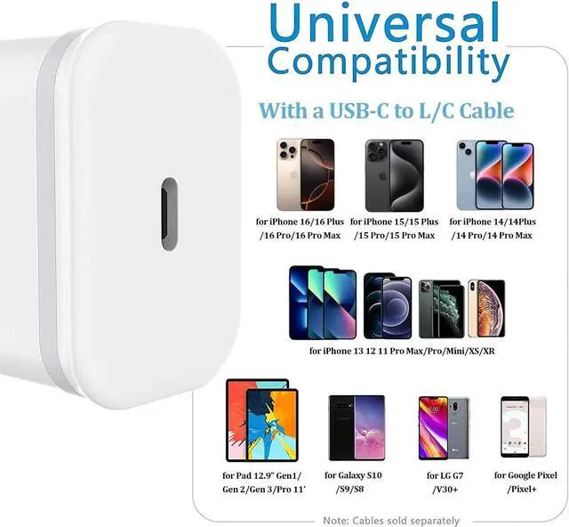 Alt view image 6 of 6 - USB C Charger Block 3-Pack 20W Type-C Fast Charging Phone Wall Plug Portable Power Adapter USBC Brick USB-C Box for iPhone 16 15 14 13 12 11 Pro Max Plus XS X XR SE 8 7 6 6S, Pad