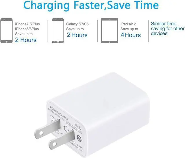 Alt view image 4 of 7 - USB Wall Charger ?. USB Wall Plug 5V 2A AC Power Adapter Compatible with iPhone Pad  Tablet Kindle and More (White 2pack)