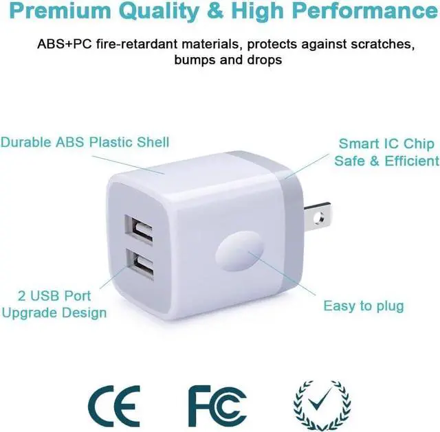 Alt view image 6 of 7 - Charger Block, USB Wall Charger, Double USB Fast Charging Cube Block charger Box, 2.1A Phone CHARGER Power Adapter 3Pack for iPhone 16 15 14 13 12 11 Pro Max XS XR X 8 7 6 Samsung Galaxy S25 Ultra A16