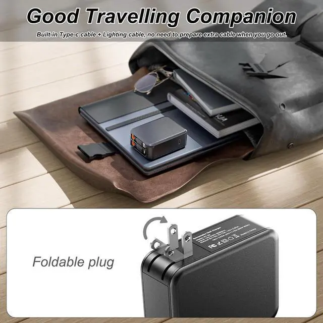 Alt view image 2 of 7 - 3 in 1 Retractable Wall Charge with Dual Cables 35W USB C Charger Block with Foldable Plug 62W Power Adapter Fast Charging for iPhone 16/15/14/13/12/11 Series Pad LG  and More