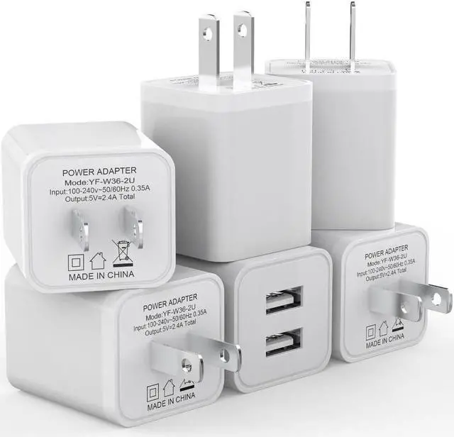 3-Pack USB Wall Charger Blocks - Fast Charging Adapter For IPhone Android Phones & Tablets