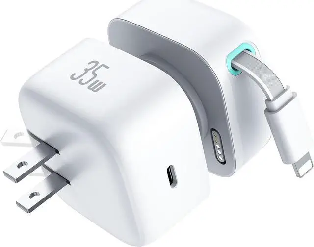 Retractable Charger for iPhone 35W PD Fast Charger Block with