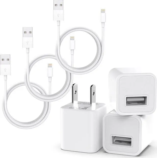 Main image of iPhone Charger Cable 3Pack (MFi Certified) Data Sync Charging Cords with 3Pack USB Wall Charger Travel Plug Adapter Compatible with iPhone 14Pro/13 Pro/12/12 Pro Max/11 Pro Max/XS Max/XS/XR/X/8