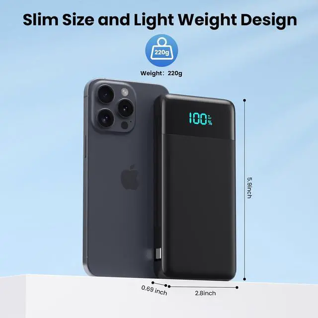 Alt view image 5 of 7 - Portable Charger for iPhone with Built in Cables and Wall Plug Upgraded 13800mAh Fast Charging USB C Power Bank 4 Outputs Travel Essential Battery Pack Compatible with iPhone 16/15/14  Android