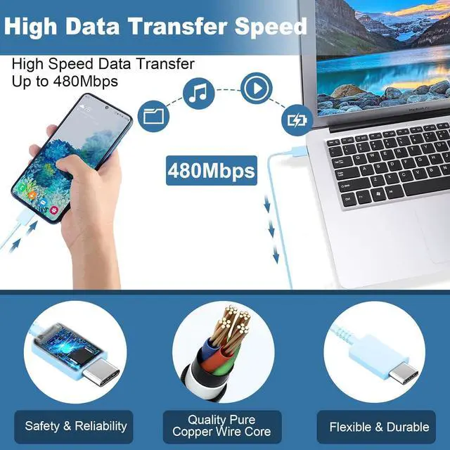 Alt view image 4 of 6 - Super Fast Charger USB C 45W  Charger Fast Charging Cable Block for  Galaxy S24 Ultra/S24/S24+/S23 Ultra/S23/S22 Ultra/S22/S21/S20/Note 10/20 PPS Wall Charger with 6.6FT Cord-Blue