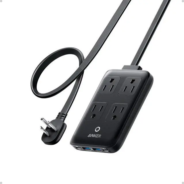 Main image of Charging Station 20W Max 8-in-1 USB-C Power Strip for iPhone 15/14 and MacBook Air/Pro 5 ft Thin Cord with 4 AC 2 USB-A and 2 USB-C Ports Fast Charging Desktop Charger for Travel Office