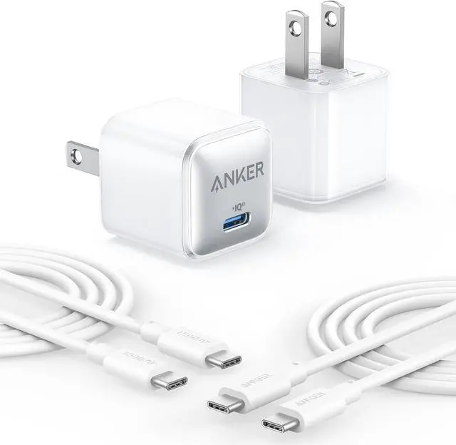 Main image of USB C Charger Block 20W 511 Charger (Nano Pro) PIQ 3.0 Compact Fast Charger for iPhone 16/16 Plus/16 Pro/16 Pro Max 15/14/13 Series Galaxy Pixel 4/3 iPad (2 Pack & 2 Cable)