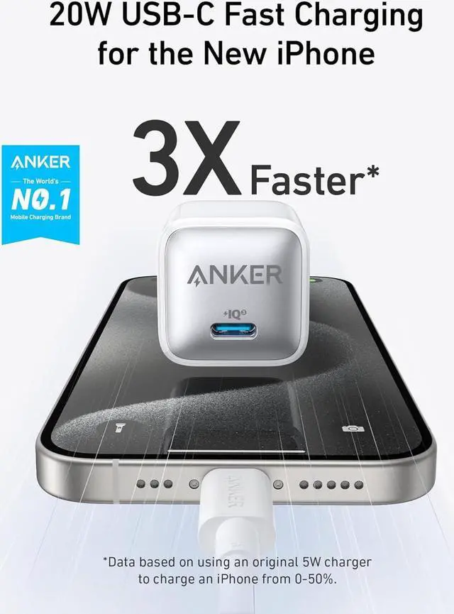 Alt view image 2 of 5 - USB C Charger Block 20W 511 Charger (Nano Pro) PIQ 3.0 Compact Fast Charger for iPhone 16/16 Plus/16 Pro/16 Pro Max 15/14/13 Series Galaxy Pixel 4/3 iPad (2 Pack & 2 Cable)