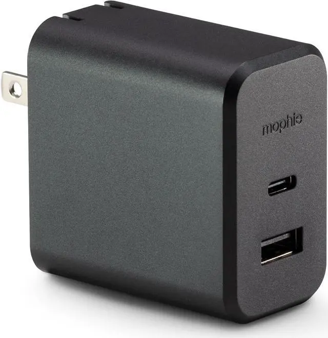 Main image of Mophie GaN 60W USB C Charger Block with USB A Port - Fast Wall Charger for iPhone iPad Google Pixel Galaxy MacBook Pro Laptops and More - Compact Foldable Prongs Eco-Friendly Black