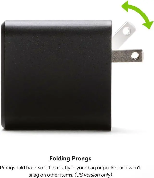 Alt view image 5 of 6 - Mophie GaN 60W USB C Charger Block with USB A Port - Fast Wall Charger for iPhone iPad Google Pixel Galaxy MacBook Pro Laptops and More - Compact Foldable Prongs Eco-Friendly Black