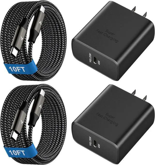 Main image of 45W Super Fast Charger USB C 45 Watt Type-C Android Phone Charger Fast Charging Block with 10FT Type C Cords for  Galaxy S25 Ultra/S24 Ultra/S24+/S23 Ultra/S23+/S22 Plus/S20 Tab S9/S8 Ultra