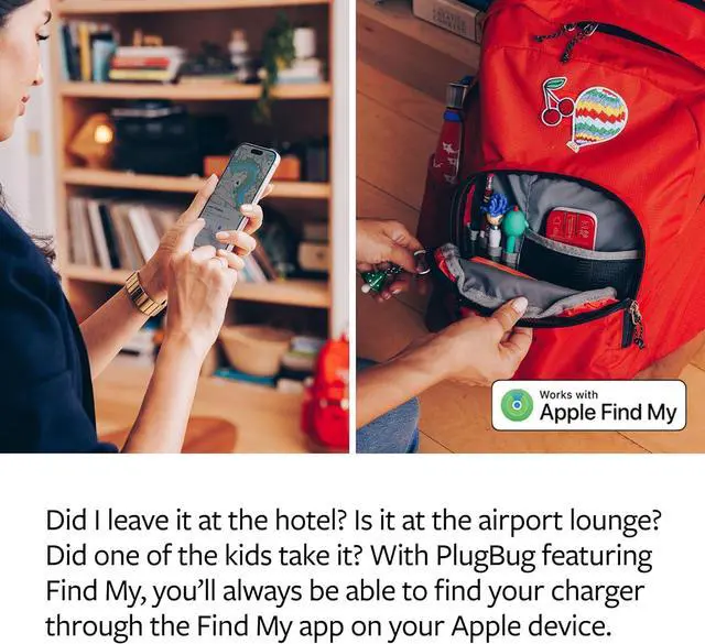 Alt view image 3 of 6 - PlugBug 50W USB-C Charger Block 2-Port Fast Charging Block Hub for iPhone iPad MacBook & More with Apple Find My Integration and Folding Prongs for Travel USB Type C Fast Charger