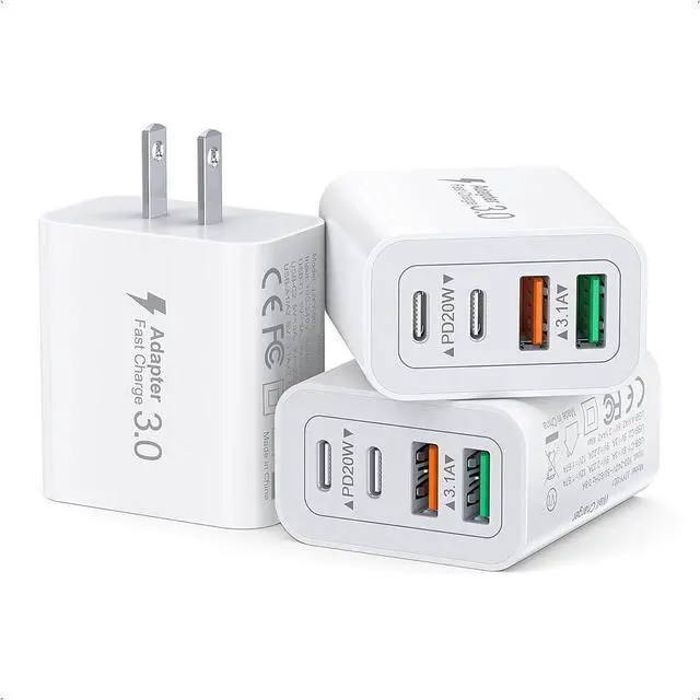 Main image of [3-Pack] USB C Wall Charger 40W Fast USB C Charger Block 4-Port PD+QC Wall Plug Power Adapter Multiport Type C Charging Block for iPhone 16/15/14/13/12/Pro Max iPad  AirPods4 Watch10 Ultra2