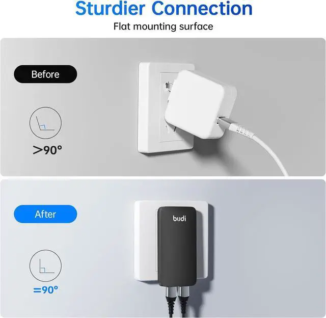 Alt view image 6 of 7 - 17W Extra Slim Portable Wall Charger 2-Port USB-A Charger Foldable Wall Plug Compatible with Home Camera iPhone IPad  Galaxy(Black USB-A)