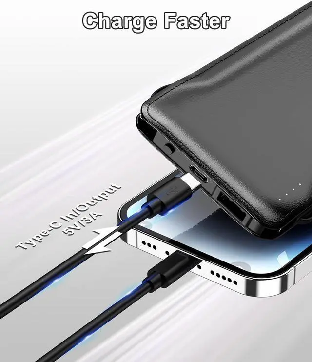Alt view image 2 of 6 - TG90° Portable Charger with Cords 10000mAh Power Bank with Built in Cables Battery Backup Cell Phone External Battery Pack Compatible with iPhone 16 15 14 13 12 Samsung S22 S21 Google iPad etc