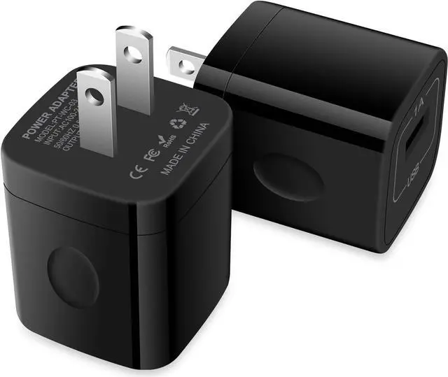 Main image of USB Charger Block 2-Pack Wall Charger (5V 1A) USB Plug Charger Brick Power Adapter Charing Cube Box for iPhone 16/15/14/13/12/11/SE/XR  Galaxy S24/S23/S22/S21 Google Pixel 9 Pro XL/8a/8/7/6