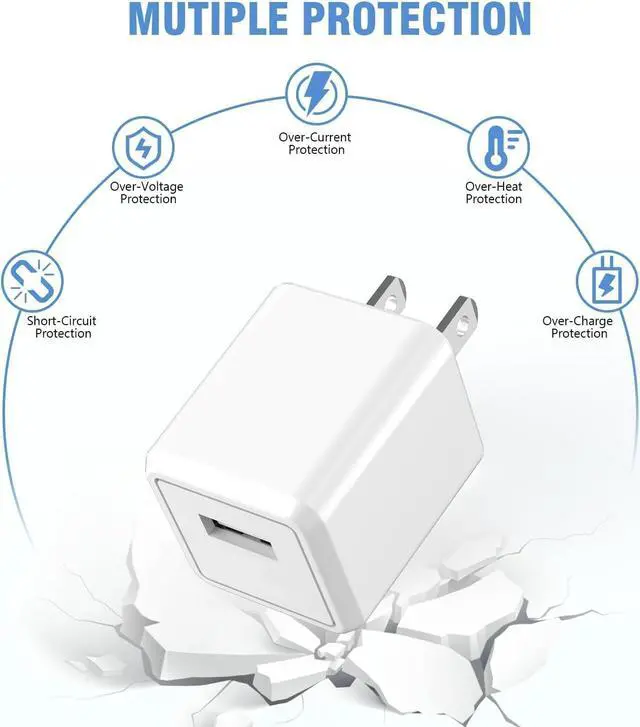 Alt view image 5 of 7 - iPhone Charger 2Pack 6FT USB Wall Charger Fast Charging USB Cable Charging Cube Travel Plug Block with 6Foot Fast Cuble Lightning Cable Cord for iPhone 14 13 12 11 Pro Max XS XR X 8 7 SE2022 iPad