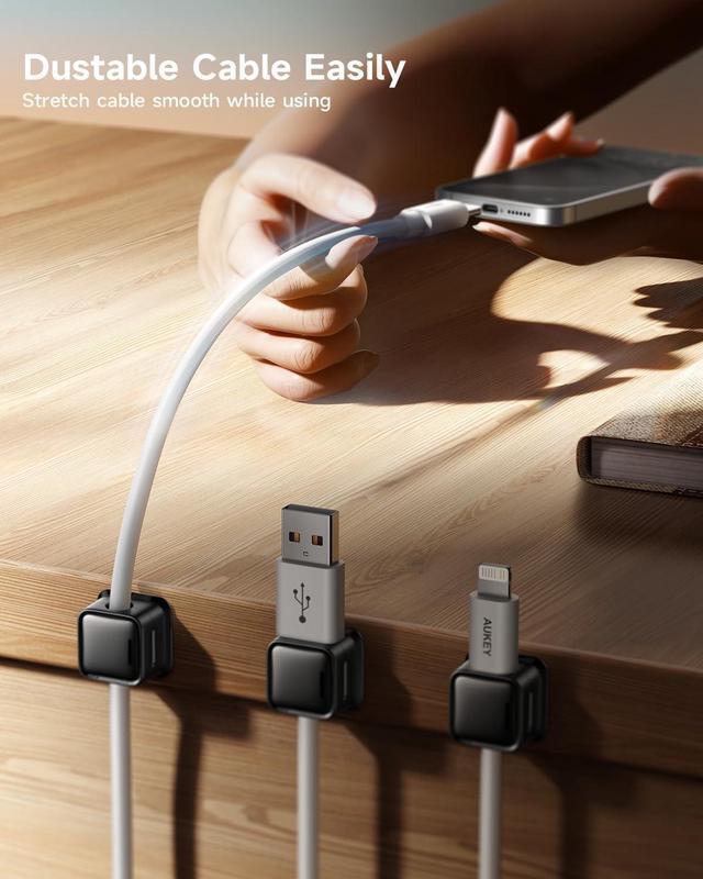 Alt view image 6 of 7 - Cord Organizer Holder 8 Pack Magnetic Desk Cable Clips Management Hide Phone Charging Cable Keeper Strong Adhesive Wire Charger Holder for Nightstand Kitchen Appliances Office Supplies
